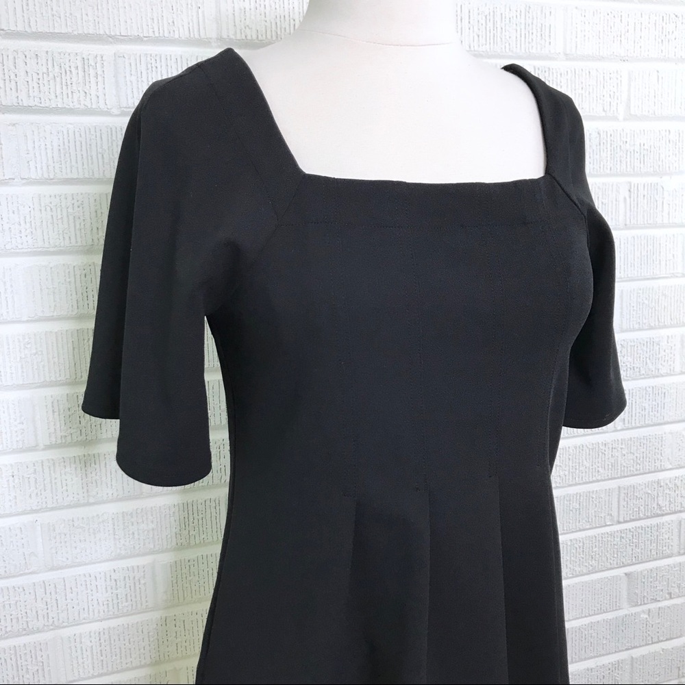 Ann Taylor Pleated Square Neck Blouse Top Black M - Picture 5 of 8